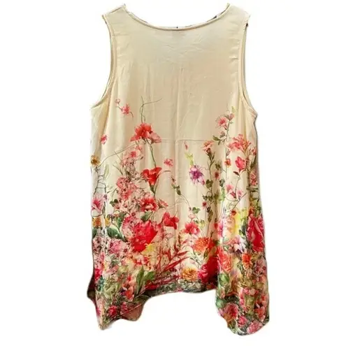 Cal Style Tunic Floral Print Sleeveless Top Size XL Pink