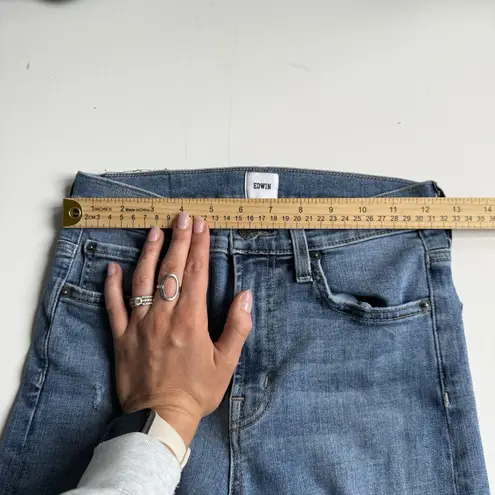 Edwin Anthropologie Elin Crop Straight Jeans Size 25 Wavelength Wash Slim Blue