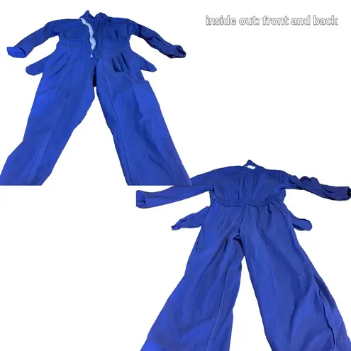 VINTAGE 1980'S D. FRANK BLUE COTTON JUMPSUIT W/GOLD STUDDING (14)