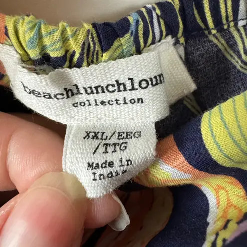 NWT Beach Lunch Lounge Alicia Tie Back Midi Dress XXL Multicolor Tropical Resort Blue