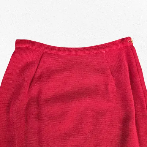 50s Vintage Red Open Front Double Breasted Blazer Pencil Skirt Wool Set Size 2