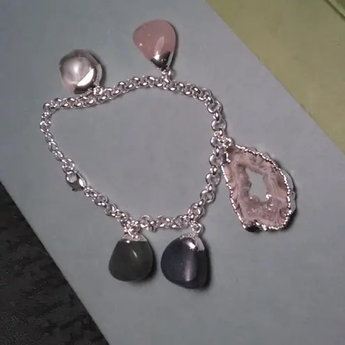 Crazy Lace Agate Brass Bracelet