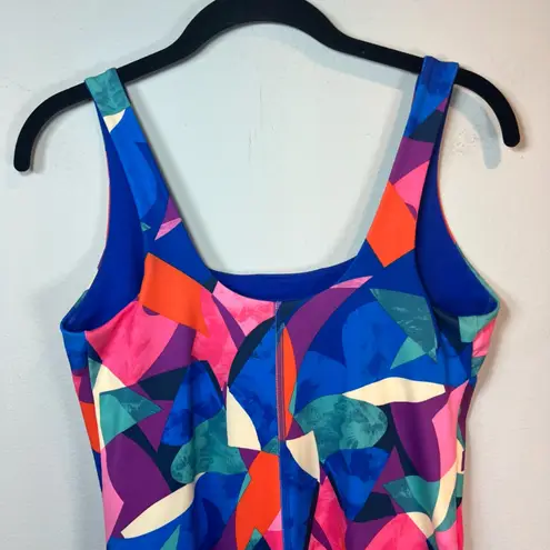 Old Navy  Active Womens PowerSoft Square-Neck Athletic Dress Geometric Size Small