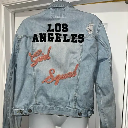 Forever 21 LA Girl Squad Distressed Denim Jacket