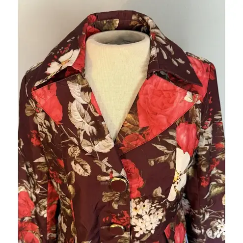 Dennis Basso VTG Raincoat Women’s XS Floral Art To Wear Peplum City Chic Cottage