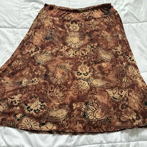 Vintage West End Skirt Womens Large Brown Floral Stretch Boho Fairy Grunge Y2K