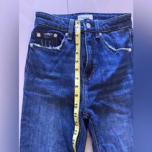 Pistola baggy jeans, dark denim, distressed high waist zip bottom size 23