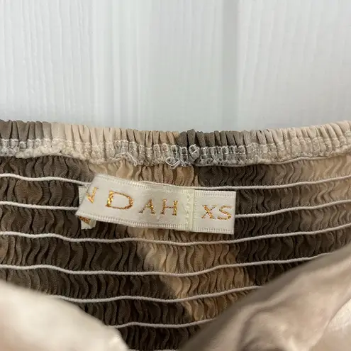 Indah Silk Tan Brown Maxi Dress Strapless Tie Dye Size XS $180