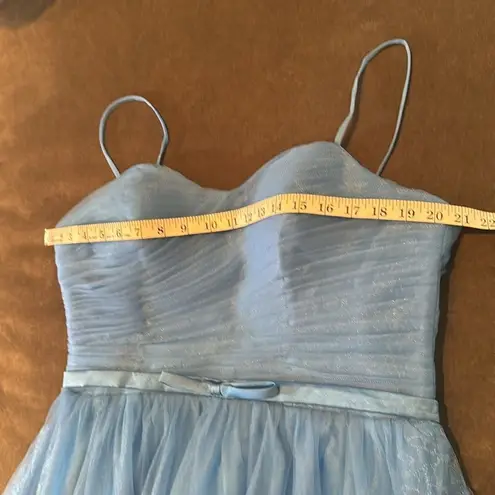 Women’s Tea Length Blue Prom Party Dress Corset Back Sweetheart Neckline Size 16