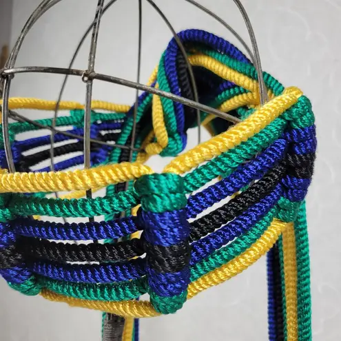 VTG Yves Saint Laurent Trimmings Woven Rope Belt Womens Statement Fringe Boho Yellow