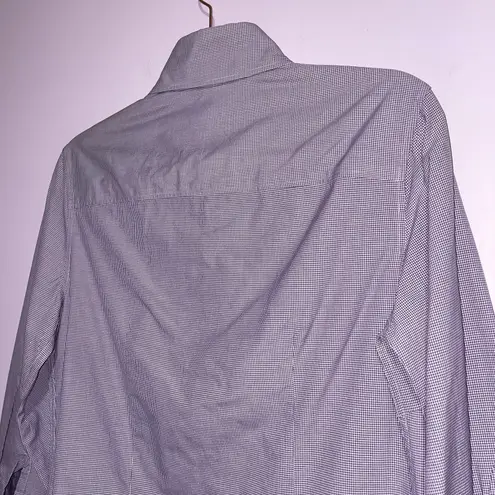 J. McLaughlin Button Up Top Women Size 2 Purple Gingham 3/4 Sleeve Office Preppy