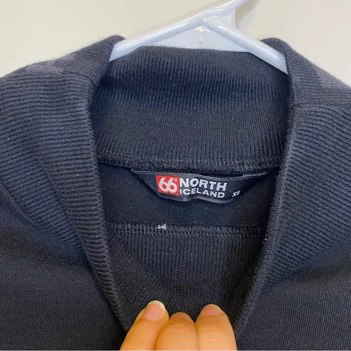 66 NORTH Iceland Torfajokull Logo Turtleneck Sweater Top in Black Sz XS