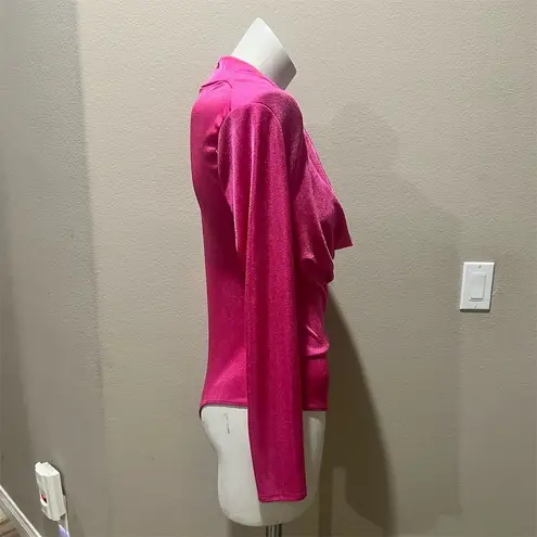Saints 21 Women's Pink Long Sleeve Draped Bodysuit Size M Size M