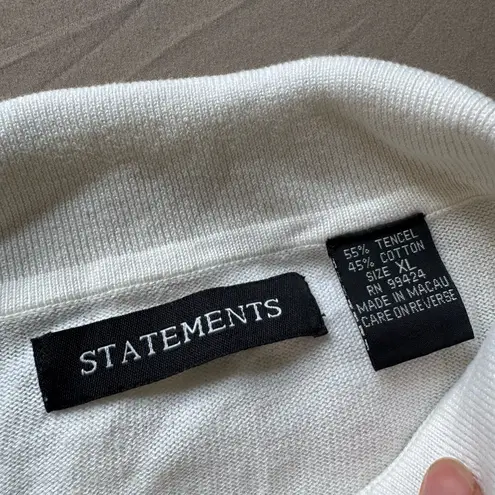 Vintage Statements Quarter Zip Sweater White Size XL