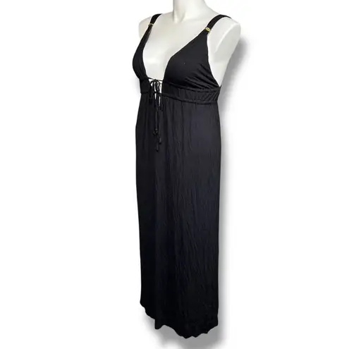 Tropical Escape Tropical Escapes Womens Maxi Dress Swimsuit Coverup Grecian Style Black Large