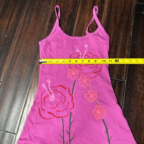 Los Angeles Apparel Spaghetti strap casual mini dress cotton coastal basic classic hand painted