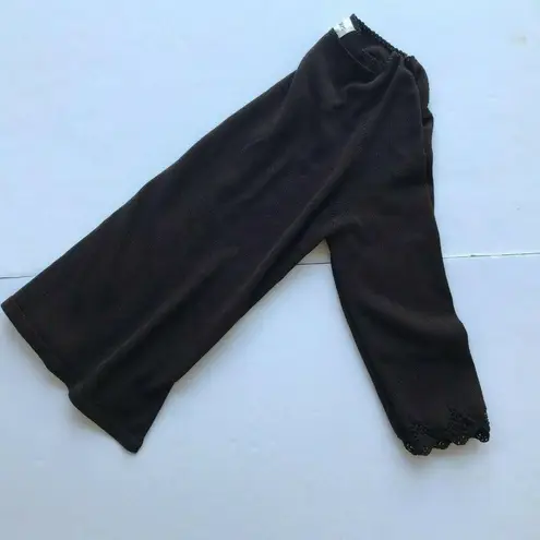 Bloomingdales Vintage Sweater PL Petite Large Chocolate Brown Crochet Tr…