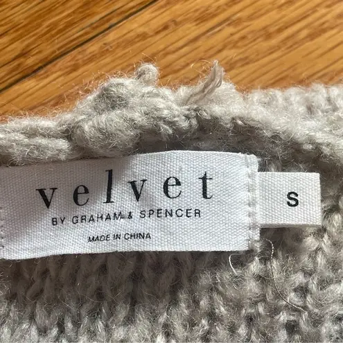 VELVET By Graham & Spencer women's hoodie long open front cardigan wool blend S Tan