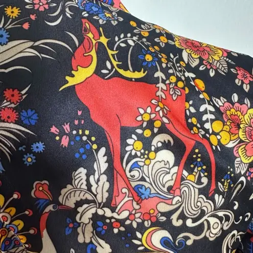 Vintage 70s Eleanor Brenner Polyester Dagger Collar Shirt Psychedelic XS Small Black