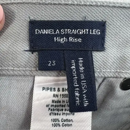 Veronica Beard Sz 23 Daniela Metallic Straight Leg Jean in Light Gunmetal Grunge