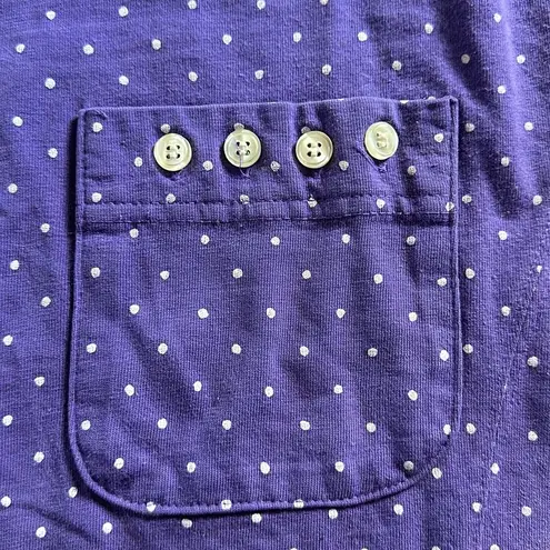 80s VTG CHAUS SPORT LAVENDER PURPLE POLKA DOT MOCK NECK LONG SLEEVE TEE Size M
