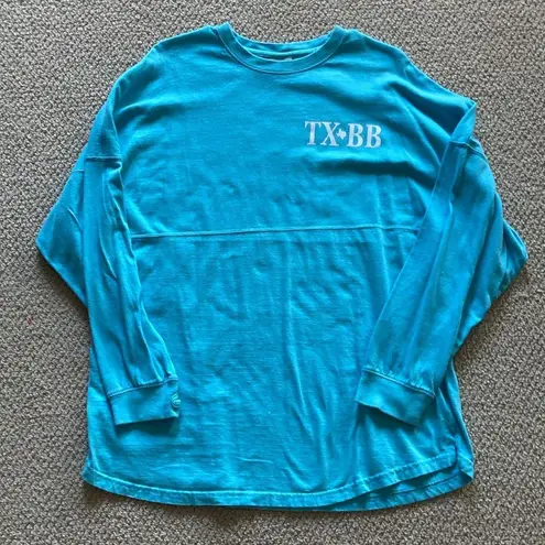 Pressbox Texas Bluebonnets Neon Blue Spirit Jersey Long Sleeve T-Shirt Small EUC