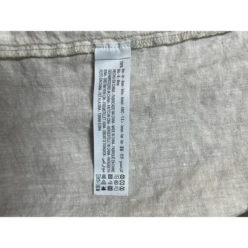 Oysho Women's Gray 100% Linen Tie High Waisted Straight Midi Wrap Skirt Size M