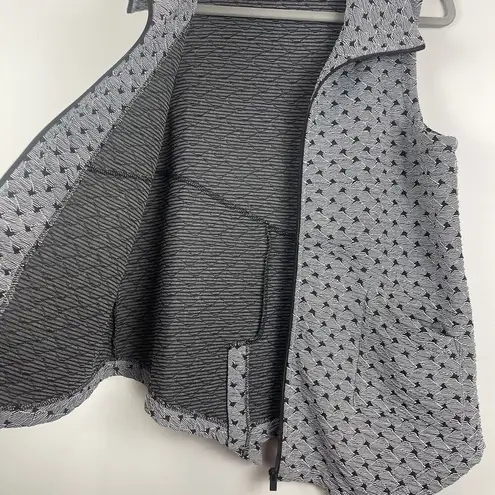 Habitat Zip Vest Women S Black White Geometric Knit Funky Asymmetrical Lagenlook