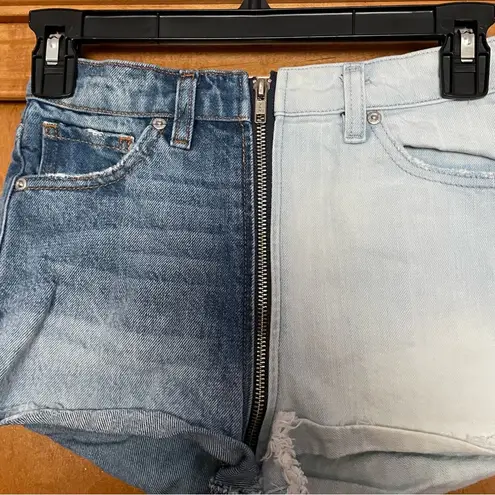 Revice Denim  Yin Yang Two Tone Zip High Rise Jean Shorts Size 25 thumbnail 10