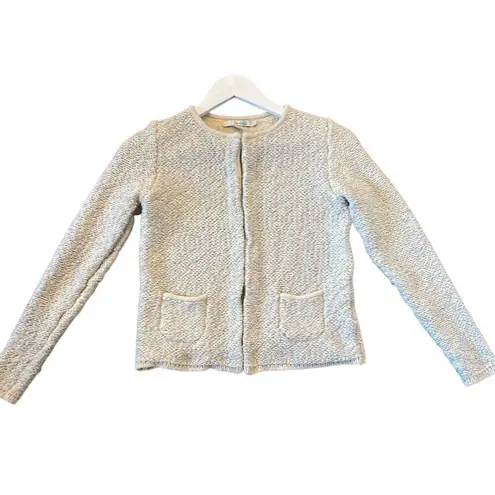 Boden Wool tweed metallicāknit cardigan blazer size 4 Silver