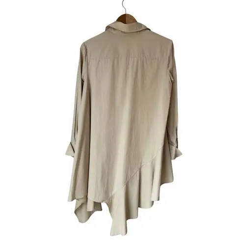 ottod’Ame 100% Cotton Tan Asymmetrical Blouse Size 4