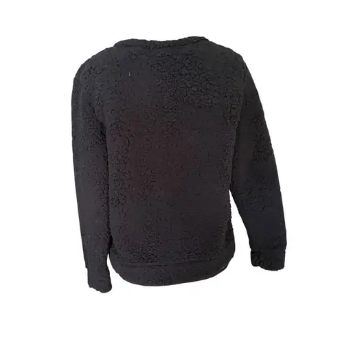 Chance or Fate Black Sherpa Christmas HO HO Sequin Holiday Sweater Pullover M