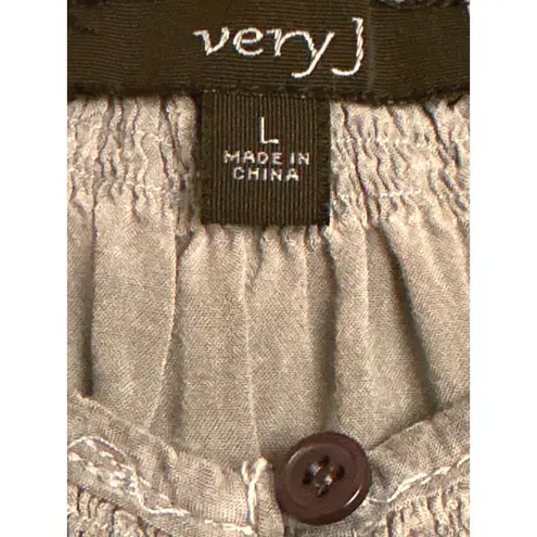 Very J Womens Large Gray Mid Button Down Rayon Blouse Sheer and Sexy