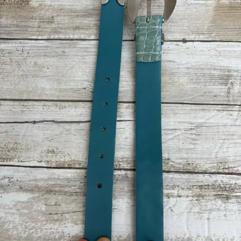 IZOD Leather Belt Sz XL Blue Studded Embossed Western Boho Cowgirl 36”