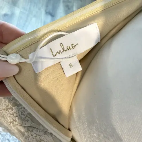 Lulus Wedding Dress White Lace Beige Slip Strapless Maxi Dress Short Train S