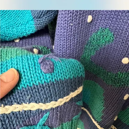 Colorful Women's Sweater with Button Front Blue Size L