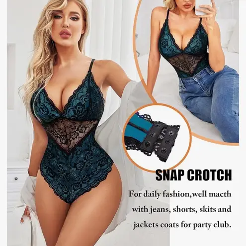 Avidlove One Piece Snap Crotch Teddy Bodysuit Contrast Lace Mini Babydoll Small