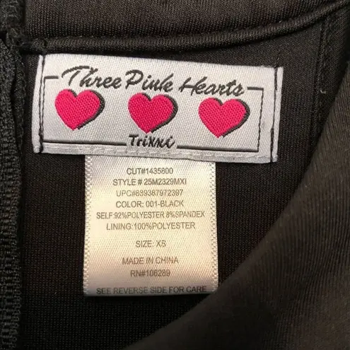 Trixxi  Three Pink Hearts Black Halter Fit & Flare Mini Dress size XS