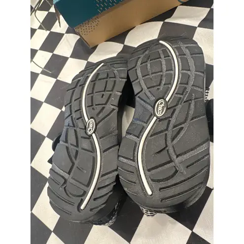 Chacos Chaco Mega Z Cloud Prong Black White Stripe Wide Strap Sandals Women’s Size 8M