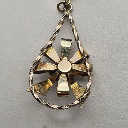 Vintage Binder Bros 1/20 14K Gold Filled Art Nouveau Flower Necklace Blue