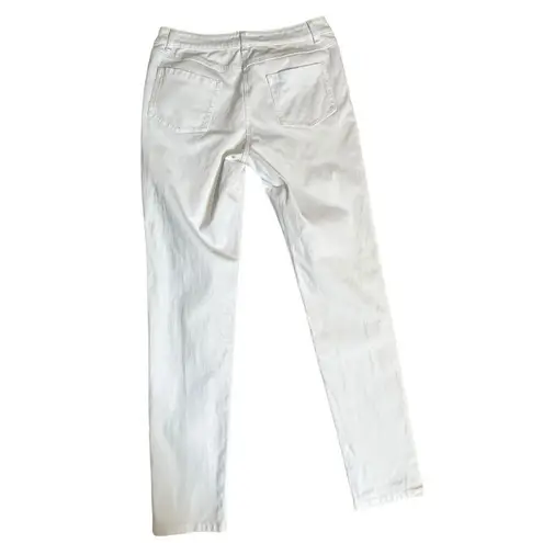 J. McLaughlin  Jeans Womens 6 White Lexi White Pants Stretch Coastal Gold Buttons