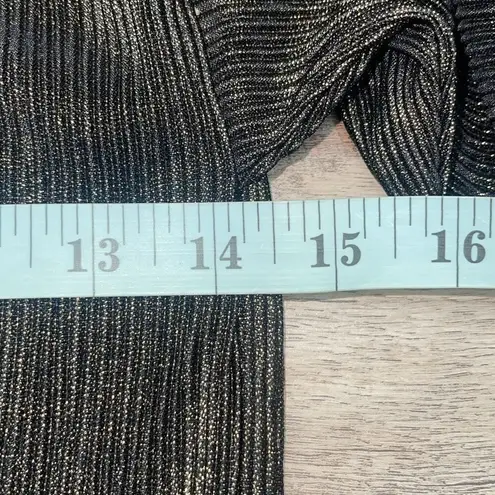 Moon River NWT Moon River Womens Metallic Ribbed Boat Neck Puffy Sleeve Top Black Gold XS