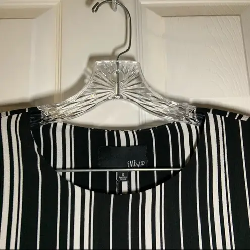 FATE. NWT by LFD Black Striped Cold Shoulder 3/4 Sleeve Dress S