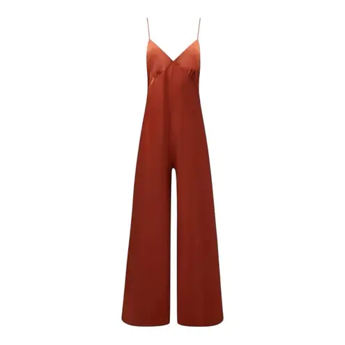 We Wore What Slip Wide Leg Jumpsuit, size Small NWT straps & zipper color clay