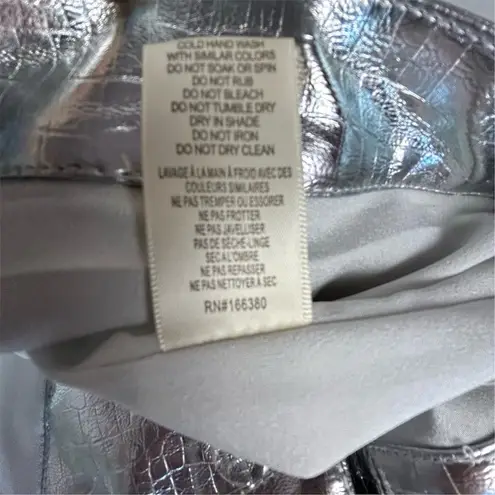 Torn By Ronny Kobo Women's Silver Metallic Mini Skirt Size M Party