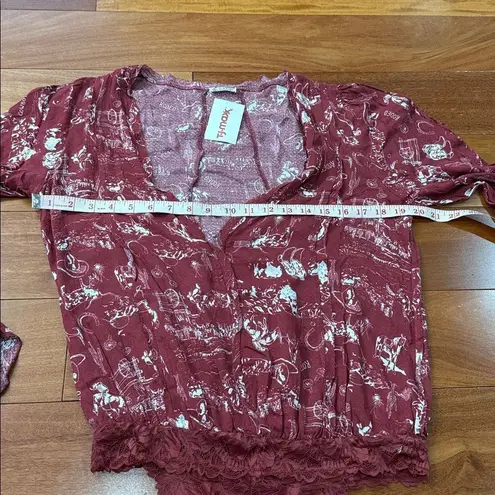 NWT Free People Intimately Everythings rosy bodysuit In Western Print size SP Red