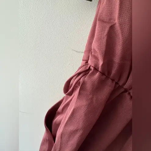 NEW! Dress Day Satin Pink Jumpsuit with One Off Shoulder Mauve Small