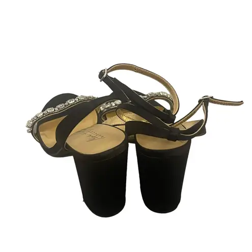 Badgley Mischka Mark James Size 8.5M Black Rhinestone Block 4In Heels