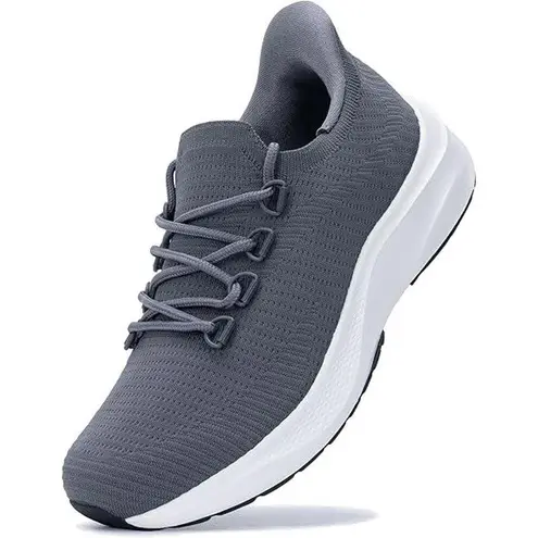 NWT ~ Gray Slip On Lace Front Lightweight Sneakers Athletic Shoes ~ Women 8 1/2 Size 8.5