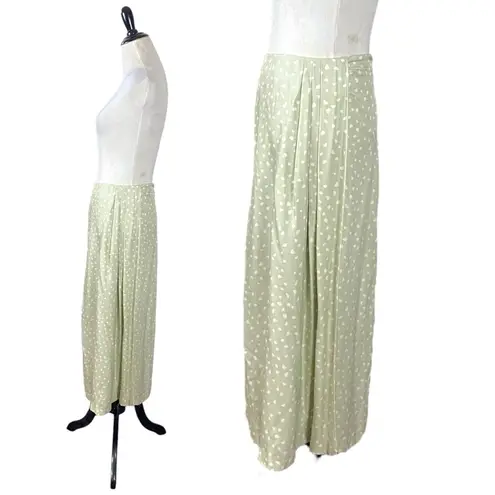 Vince  Stone Dot Draped Midi Maxi Skirt in Celery Sage Cream Size 2 Silk Wrap